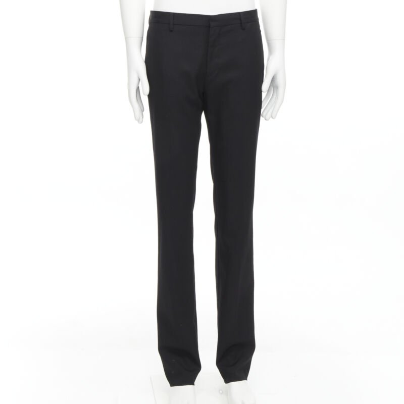 GIVENCHY 100% wool black straight leg trousers pants EU48 M