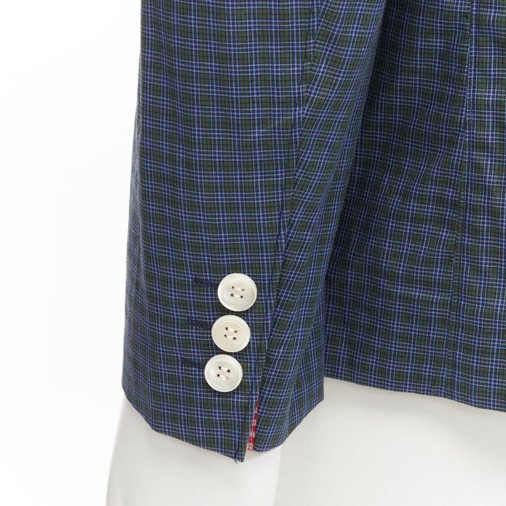 JUNYA WATANABE MAN blue green checked contrast lining casual blazer jacket M