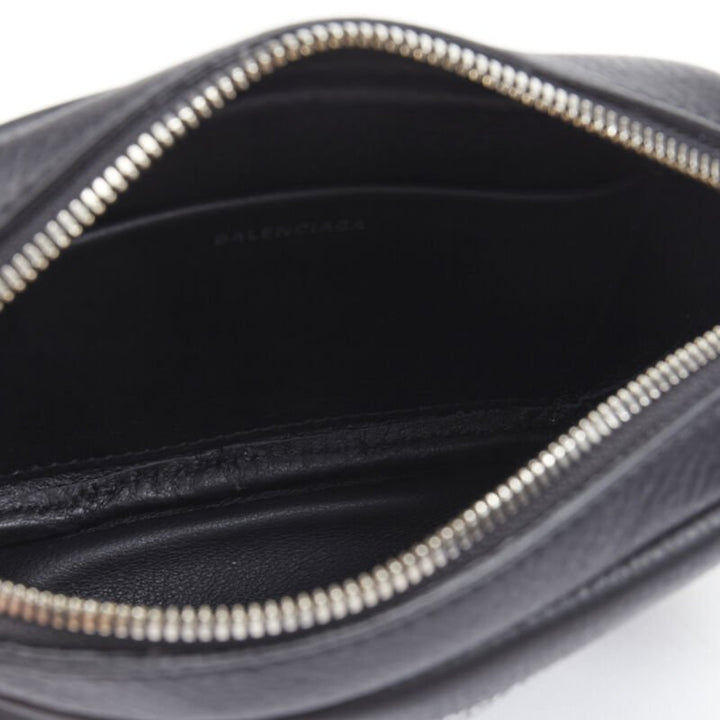 BALENCIAGA Demna Everyday Camera XS black leather logo print crossbody bag