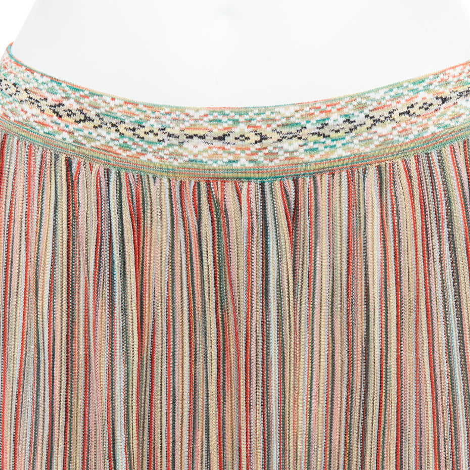 MISSONI multicolor cotton blend signature striped knit midi skirt IT42 M