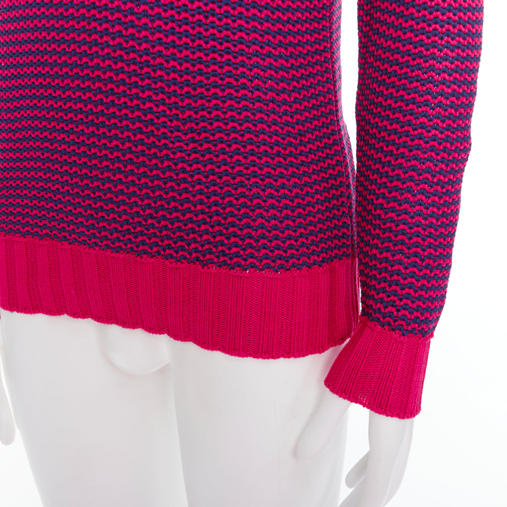 DRUMOHR pink violet cotton knit scallop collar crew sweater IT48 M