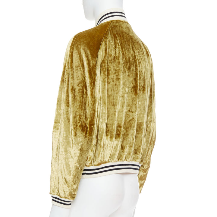rare HAIDER ACKERMANN 2015 RUnway gold crushed velvet Teddy bomber jacket S