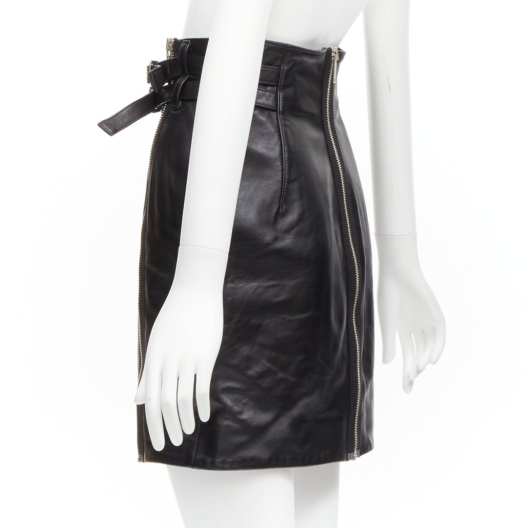 UNDERCOVER black sheep leather silver zip motorcycle biker skirt JP2 M
