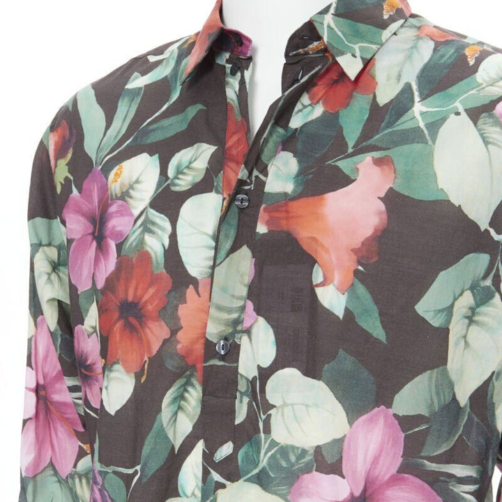 DOLCE GABBANA Hawaiian floral print cotton long sleeve casual shirt EU38 S