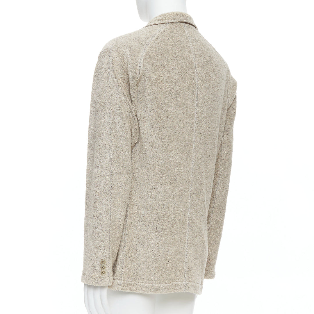 YOHJI YAMAMOTO Costume D'Homme beige linen blend jersey blazer JP3 L