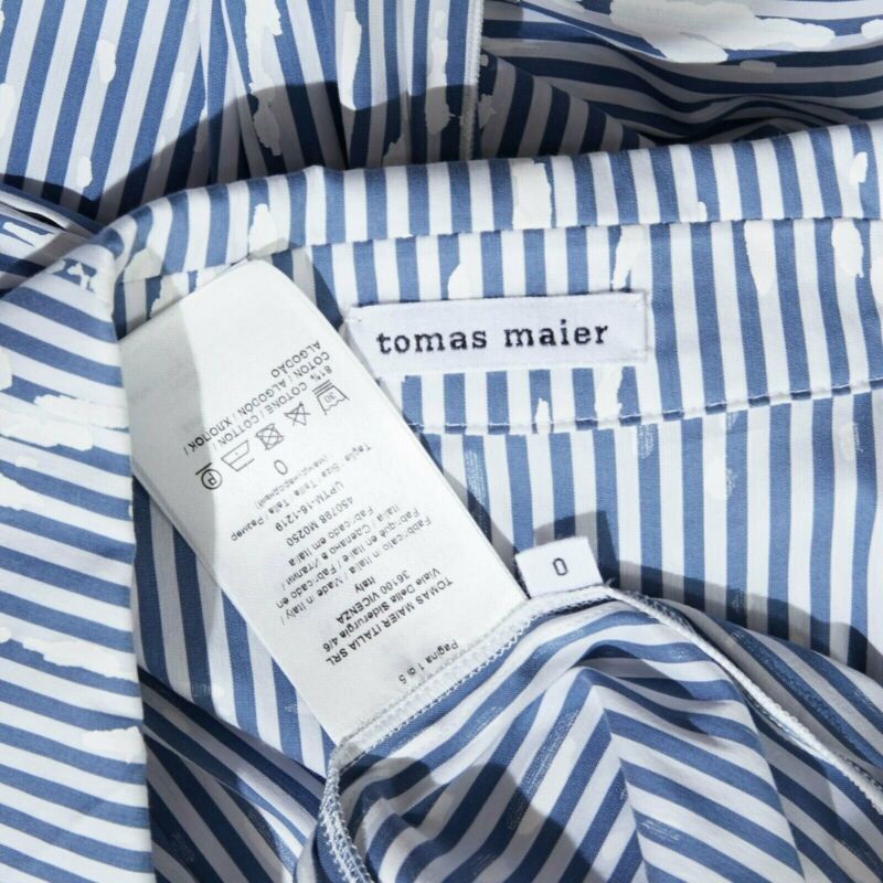 TOMAS MAIER cotton blend blue white splatter print belted casual dress US0 XS