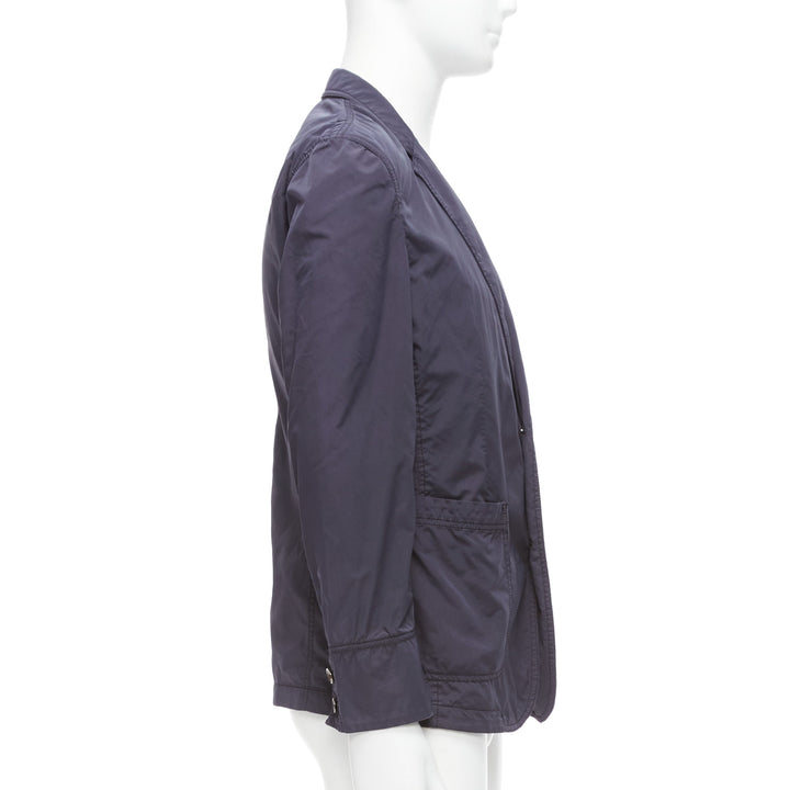 ST DUPONT charcoal grey nylon overstitched silver hardware blazer IT50 L
