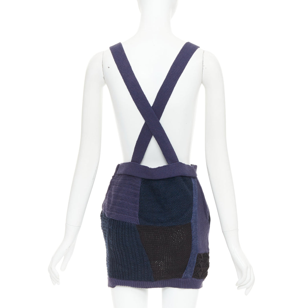 3.1 PHILLIP LIM Patchwork Jumper Dress black ink blue knitted cotton wool XS