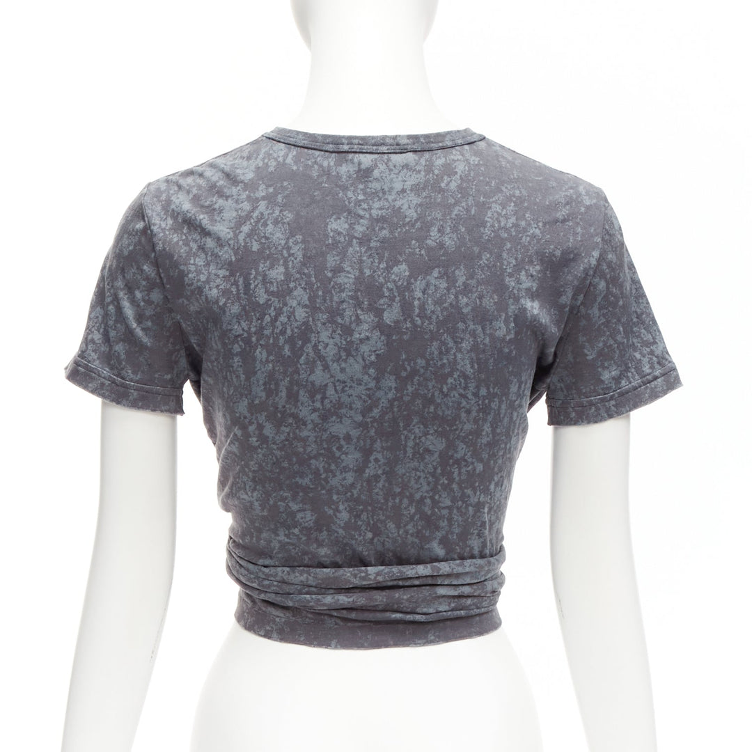 CHANEL 2021 grey rope logo embroidery tie cropped tshirt FR34 XS
