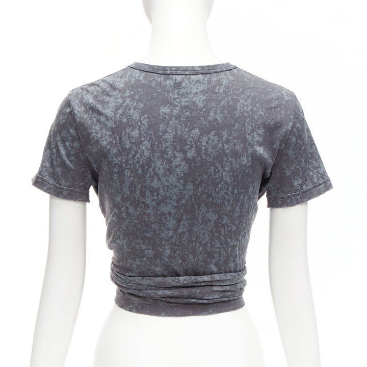 CHANEL 2021 grey rope logo embroidery tie cropped tshirt FR34 XS
