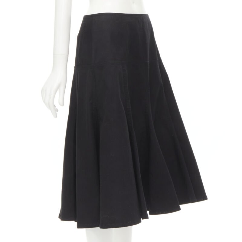 YOHJI YAMAMOTO black heavy cotton flared midi skirt JP2 M