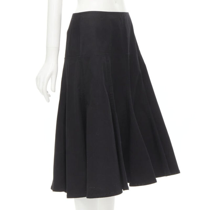 YOHJI YAMAMOTO black heavy cotton flared midi skirt JP2 M