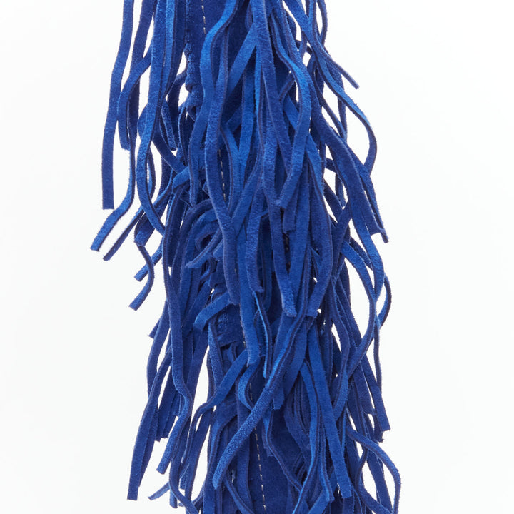 SACAI Horseshow cobalt blue leather suede fringe studs crossbody bag