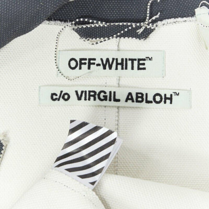 OFF WHITE VIRGIL ABLOH grey coated heavy canvas frayed edge snap panel coat XS