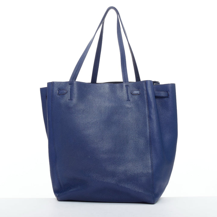CELINE Cabas Phantom dark blue leather silver logo medium tote bag
