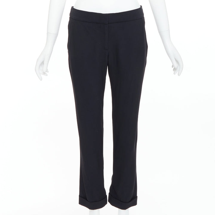 ALEXANDER MCQUEEN 2011 black mid waist flare cropped trousers