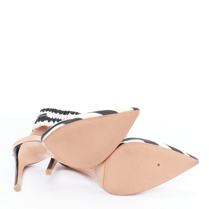 GIANVITO ROSSI ALTUZARRA black cream zebra stripe stripe print pumps EU37