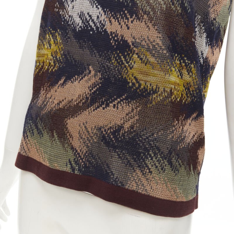 MISSONI burgundy crochet intarsia knit grandma vest IT44 M