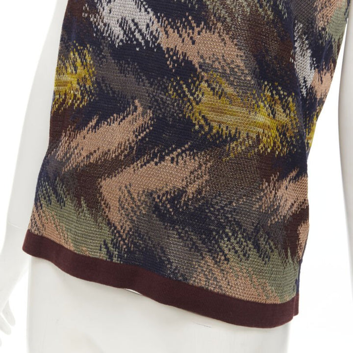 MISSONI burgundy crochet intarsia knit grandma vest IT44 M