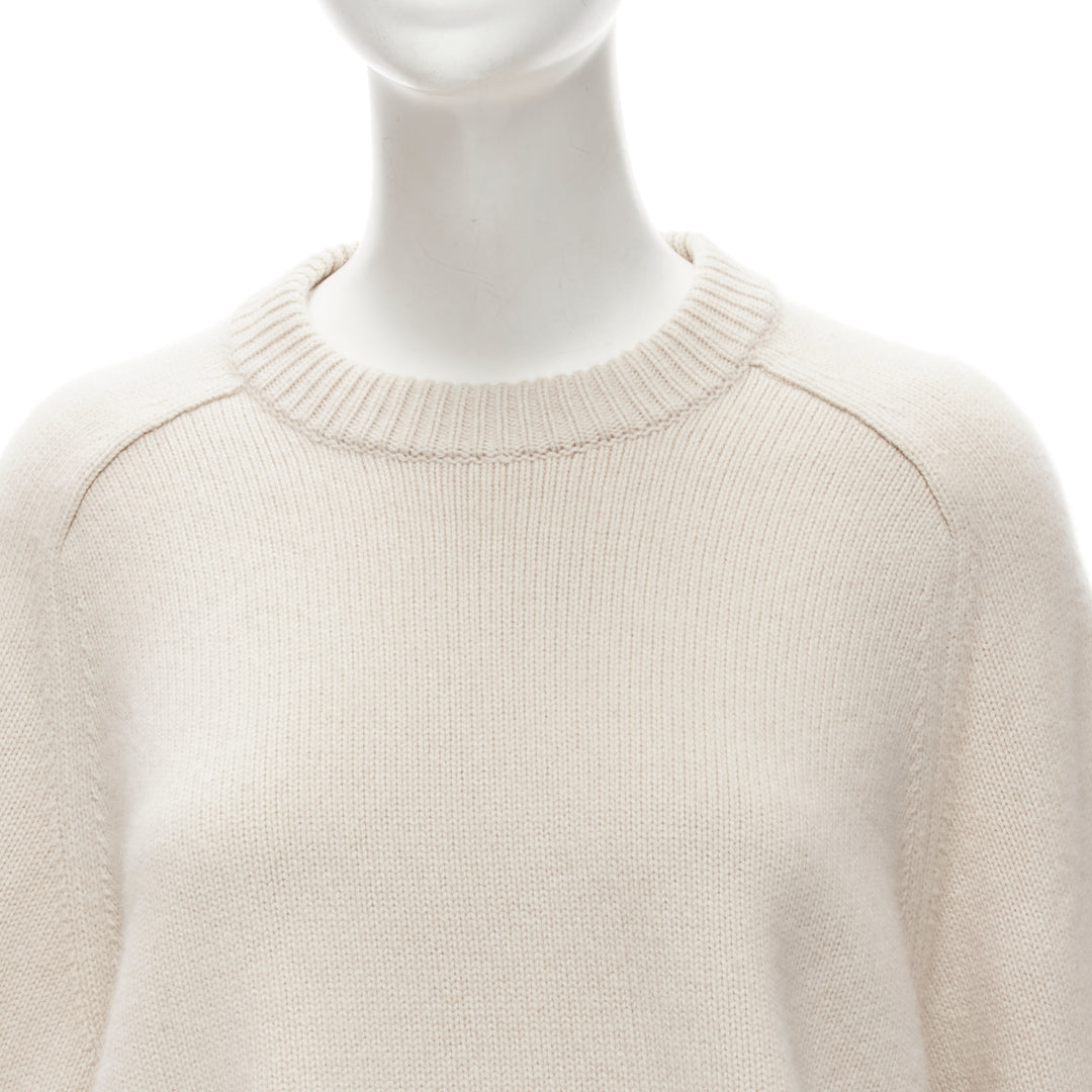 TIBI 100% cashmere beige contrast bow tie cuff oversized sweater S