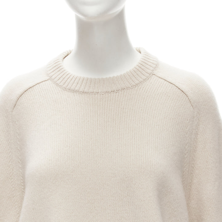 TIBI 100% cashmere beige contrast bow tie cuff oversized sweater S