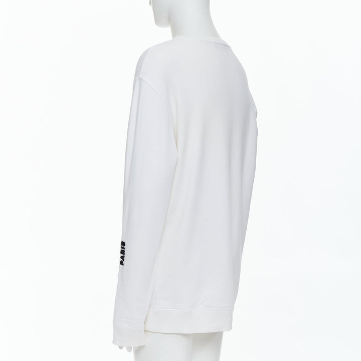 GIVENCHY cream cotton tufted gradient logo sleeve pullover L