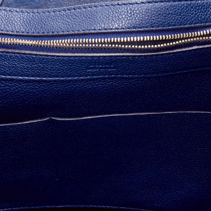 CELINE Cabas Phantom dark blue leather silver logo medium tote bag