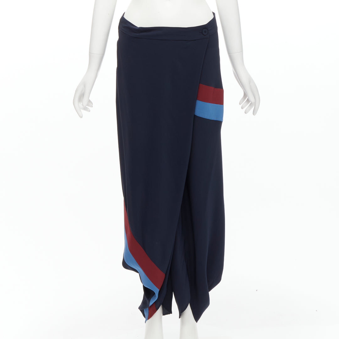 STELLA MCCARTNEY 100% silk patch stripes reggae drop crotch harem pants IT40 S