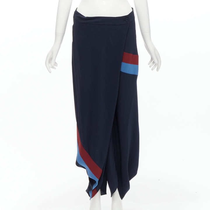 STELLA MCCARTNEY 100% silk patch stripes reggae drop crotch harem pants IT40 S