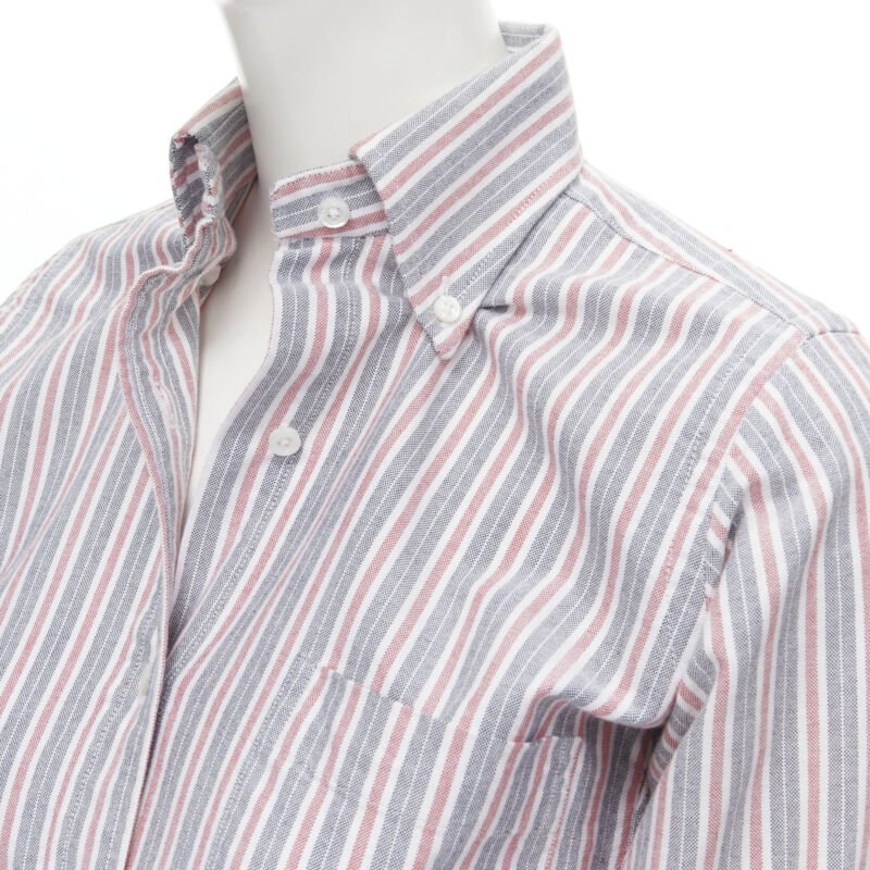 THOM BROWNE 2009 Signature grey red stripe cotton slim fit shirt US0