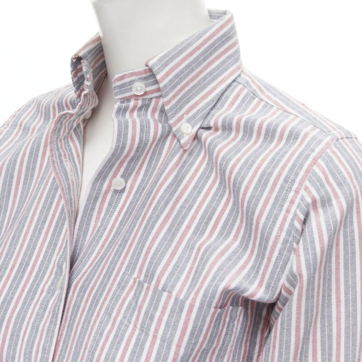 THOM BROWNE 2009 Signature grey red stripe cotton slim fit shirt US0