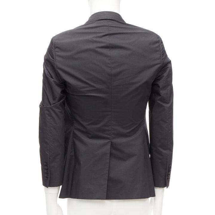 LANVIN dark grey cotton blend nylon minimal single breast suit blazer EU44 XS