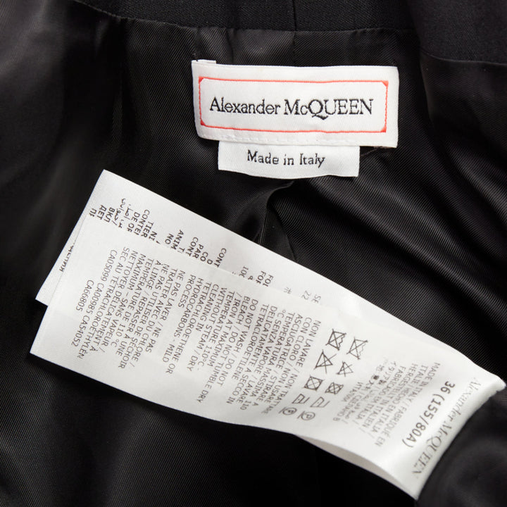 ALEXANDER MCQUEEN 2023 Orchid embellished black slim fit wool playsuit IT36 XS