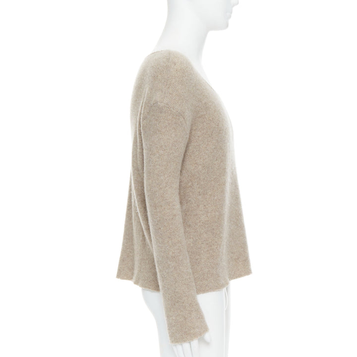 THE ELDER STATESMEN 100% cashmere oatmeal brown loose sweater S