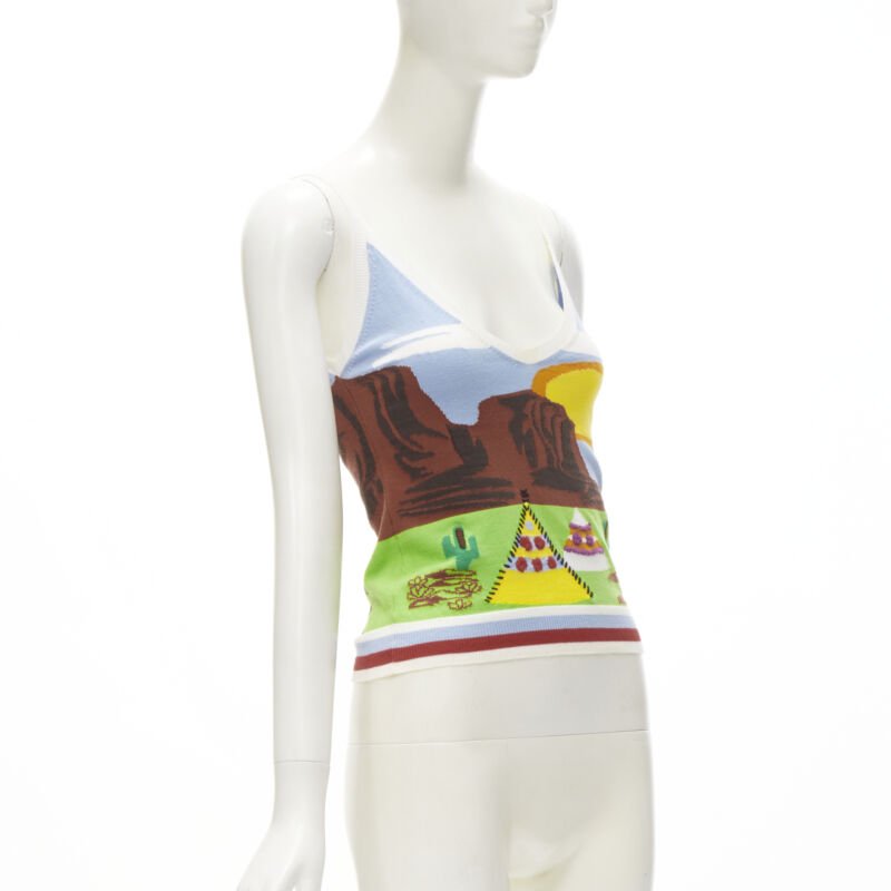 rare DSQUARED2 Vintage Y2K Camping Scene knitted camisole tank S