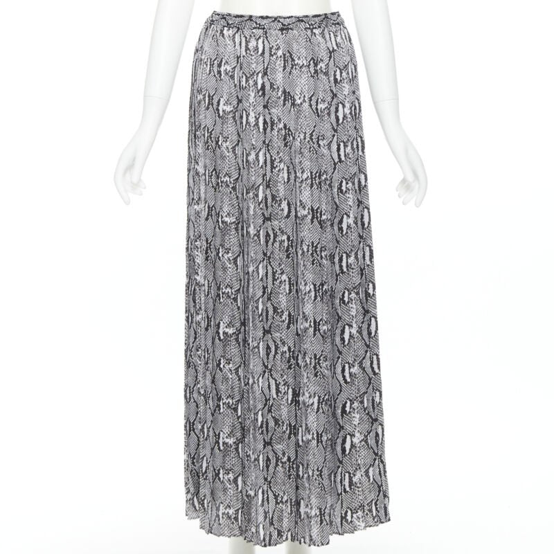 MICHAEL KORS black white scaled leather print pleated midi summer skirt XS