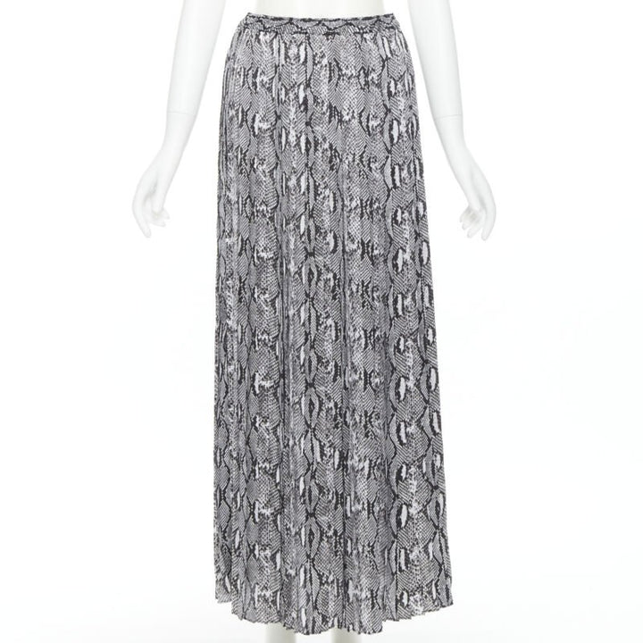 MICHAEL KORS black white scaled leather print pleated midi summer skirt XS