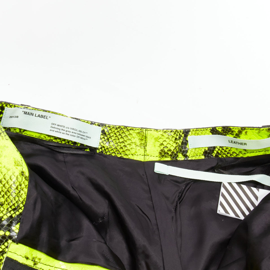 OFF WHITE Virgil Abloh 2019 Runway neon yellow leather wide leg pants IT40 S