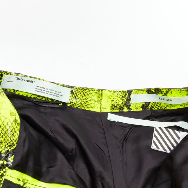 OFF WHITE Virgil Abloh 2019 Runway neon yellow leather wide leg pants IT40 S
