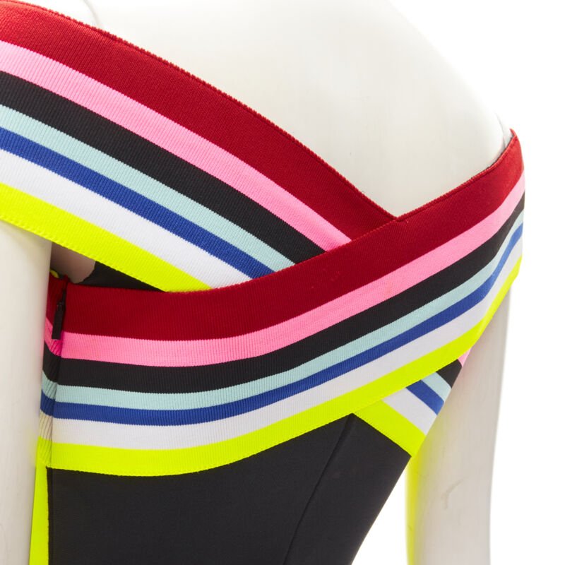 FENDI Roma Amor neon cross strap FF Zucca black bodycon dress XS