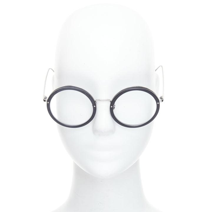 LINDA FARROW LFL239/21 black matte acetate round optical glasses