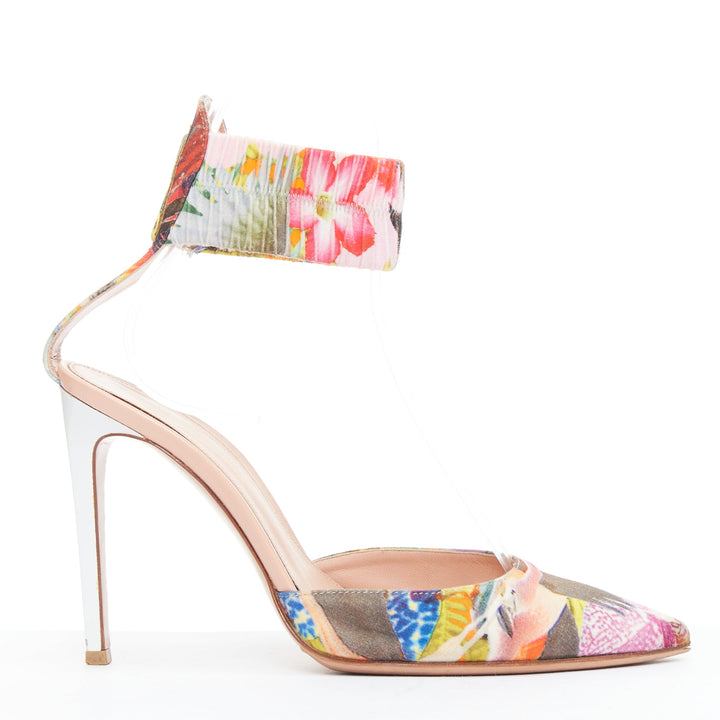 GIANVITO ROSSI ALTUZARRA multicolor floral fabric elastic cuff pumps EU37
