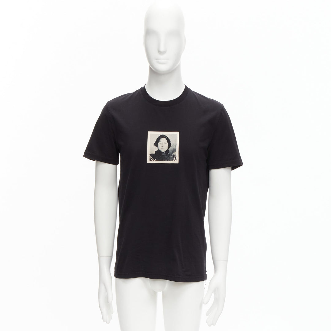 GIVENCHY black cotton women portrait print crew neck tshirt M