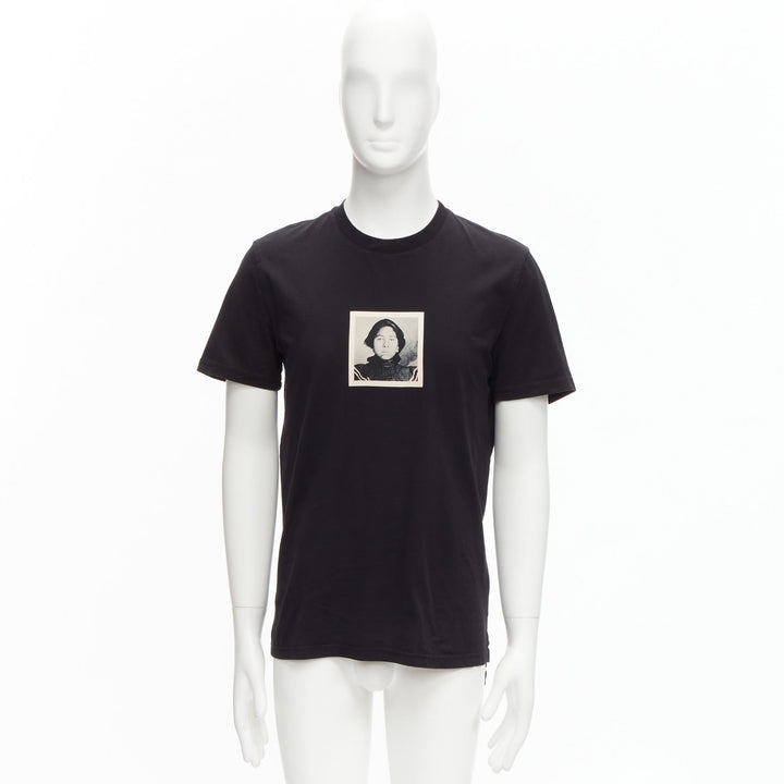 GIVENCHY black cotton women portrait print crew neck tshirt M