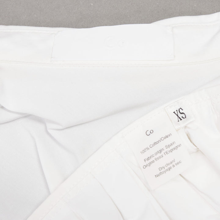 CO COLLECTIONS white cotton high waist pleated peplum dress shirt US0 XS