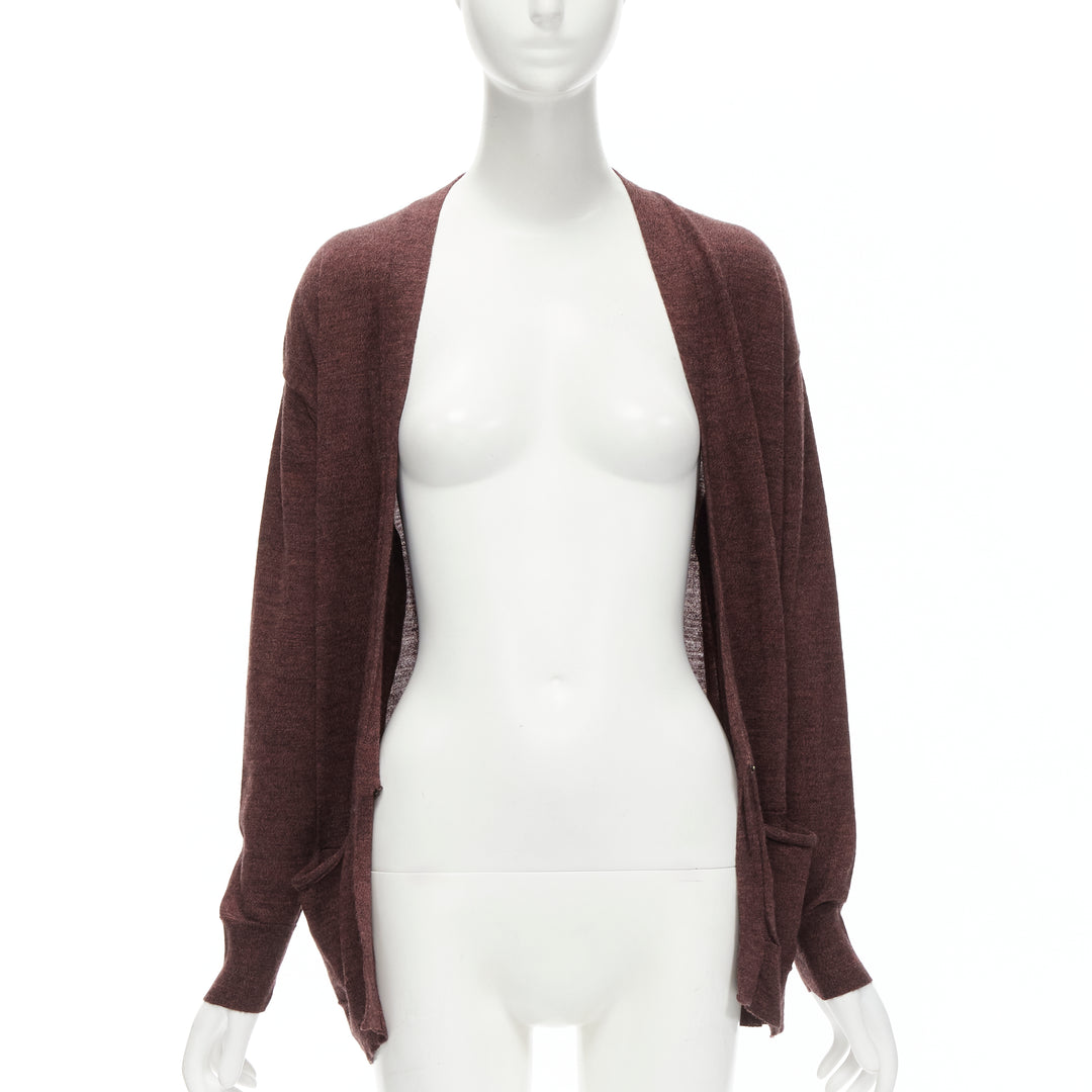 ISABEL MARANT brown 100% mercerised wool single button cardigan Sz. 1 S