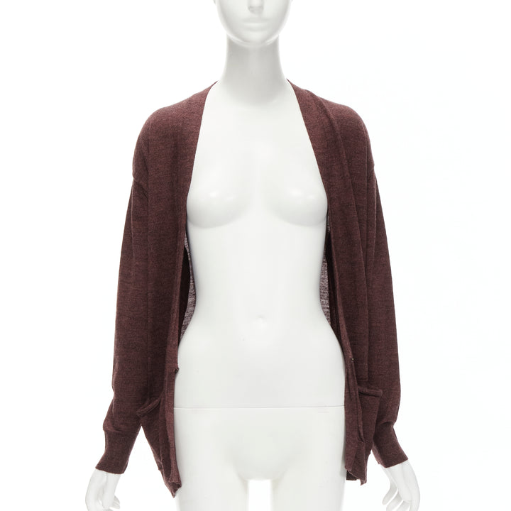 ISABEL MARANT brown 100% mercerised wool single button cardigan Sz. 1 S