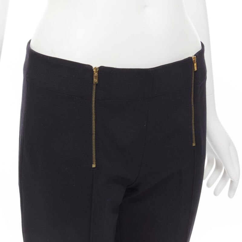 THE ROW black modal cotton dual gold zipper minimal legging pants XSXS