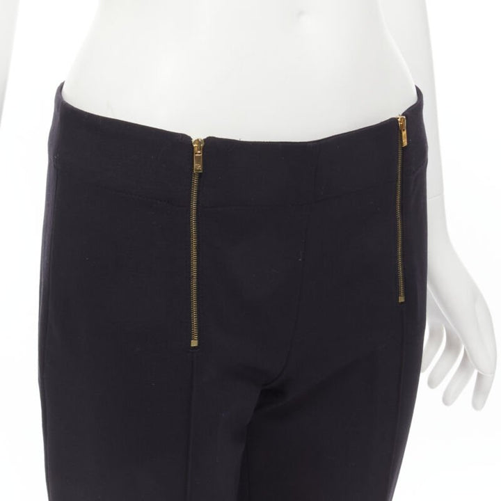THE ROW black modal cotton dual gold zipper minimal legging pants XSXS