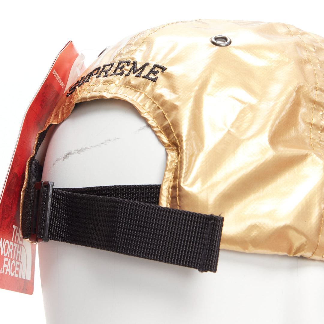 SUPREME The North Face metallic gold black logo 6 panel cap